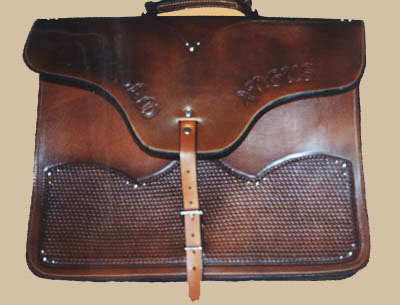 leather briefcase with carved name